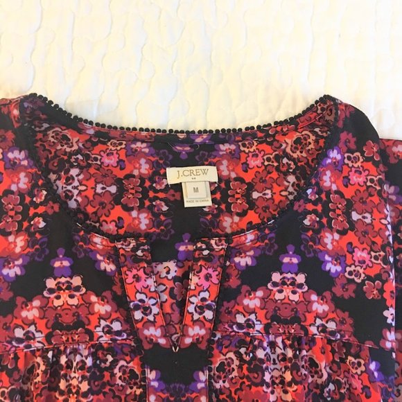 J. Crew Floral Popover Peasant Blouse Boho - M - Picture 7 of 7